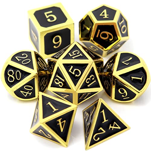 Haxtec DND Metal Dice Set D&D Gold Black Metall Würfel Dice for Dungeons and Dragons Roleplaying Games TTRPG Gift von Haxtec