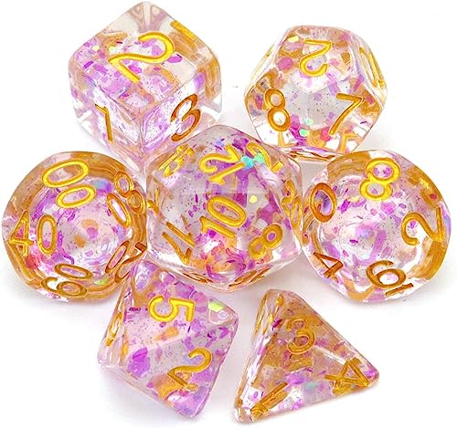 Haxtec DND Würfel Set Lila 7PCS Polyederal D&D Würfel RPG Dungeons und Drachen-Lila Grün Shift Glitter Flakes-Fantasy Traum Haxtec DND Würfel Set Lila 7PCS Polyederal D&D Würfel RPG Dungeons und Drachen-Lila Grün Shift Glitter Flakes-Fantasy Traum von Haxtec
