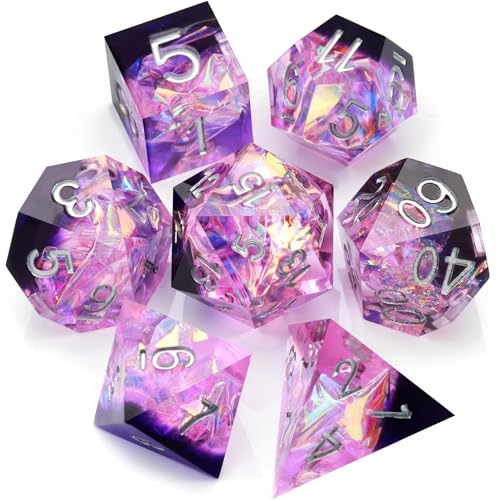 Haxtec DND Würfel Set Sharp Edge Harz Würfel Iridence Inklusion mit Würfel Fall Lila D&D Würfel für RPG Rollenspiel Spiele Dungeons und Drachen Geschenk Galaxy Serie… Haxtec DND Würfel Set Sharp Edge Harz Würfel Iridence Inklusion mit Würfel Fall Lila D&D Würfel für RPG Rollenspiel Spiele Dungeons und Drachen Geschenk Galaxy Serie… von Haxtec