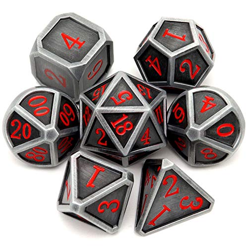 Haxtec DND-Würfel-Set aus antikem Metall, D&D, 7-teilig, groß, abgerundet, Antiue-Eisen, RPG-Würfel, rote Zahlen für Dungeons and Dragons, TTRPG-Spielgeschenke, Standardgröße Haxtec DND-Würfel-Set aus antikem Metall, D&D, 7-teilig, groß, abgerundet, Antiue-Eisen, RPG-Würfel, rote Zahlen für Dungeons and Dragons, TTRPG-Spielgeschenke, Standardgröße von Haxtec