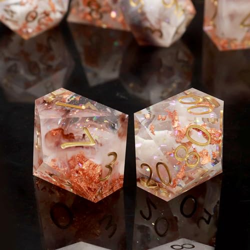 Haxtec DnD-Würfel-Set mit scharfen Kanten, Kunstharz, glitzernd, transparent, polyedrisch, D&D-Würfel für Dungeons and Dragons, Sternenstaub Haxtec DnD-Würfel-Set mit scharfen Kanten, Kunstharz, glitzernd, transparent, polyedrisch, D&D-Würfel für Dungeons and Dragons, Sternenstaub von Haxtec