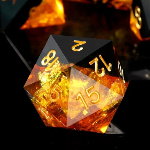 Haxtec Galaxy DND-Würfel-Set mit scharfer Kante und Würfeletui, handgefertigt, gelb-schwarz, Harz, D&D-Würfelset für TTRPGs Dungeons and Dragons Geschenke Haxtec Galaxy DND-Würfel-Set mit scharfer Kante und Würfeletui, handgefertigt, gelb-schwarz, Harz, D&D-Würfelset für TTRPGs Dungeons and Dragons Geschenke von Haxtec