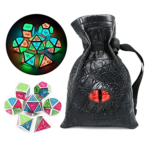 Haxtec Glühen im Dunkeln Glühen Blau Rot Grün Silber Metall Würfel Set D&D 7PCS DND Würfel Set für Dungeons und Drachen RPG Spiele-Silber Glühen Blau Grün Rot Haxtec Glühen im Dunkeln Glühen Blau Rot Grün Silber Metall Würfel Set D&D 7PCS DND Würfel Set für Dungeons und Drachen RPG Spiele-Silber Glühen Blau Grün Rot von Haxtec