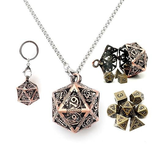 Haxtec Mini-DND-Würfel-Set aus Metall mit kupferhohlem D20-Halsketten-Würfeletui, antikes kleines Metallwürfel-Set, D&D-Schlüsselanhänger, tragbar, 7-teiliges Würfel-Set Haxtec Mini-DND-Würfel-Set aus Metall mit kupferhohlem D20-Halsketten-Würfeletui, antikes kleines Metallwürfel-Set, D&D-Schlüsselanhänger, tragbar, 7-teiliges Würfel-Set von Haxtec