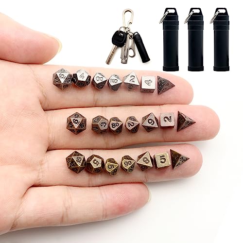 Haxtec Mini-Würfel-Set, winzige kleine Metall-DND-Würfel-Set mit Würfeletui, tragbar, antikes Metallwürfel-Set für Schlüsselanhänger, 3 Sets, 3 Sets Mini Haxtec Mini-Würfel-Set, winzige kleine Metall-DND-Würfel-Set mit Würfeletui, tragbar, antikes Metallwürfel-Set für Schlüsselanhänger, 3 Sets, 3 Sets Mini von Haxtec