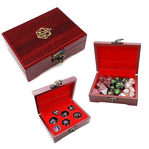 Haxtec Mystery DND-Würfel-Set aus Metall mit Holzwürfeletui, DND-Geschenke für Spieler, Männer, Doppelzweck-Holzwürfelbox mit D&D-Würfelset aus Metall, TTRPG-Zubehör Haxtec Mystery DND-Würfel-Set aus Metall mit Holzwürfeletui, DND-Geschenke für Spieler, Männer, Doppelzweck-Holzwürfelbox mit D&D-Würfelset aus Metall, TTRPG-Zubehör von Haxtec