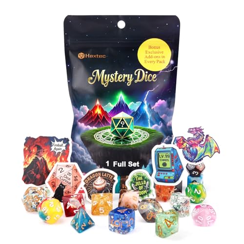 Haxtec Mystery Dice Set DND-Würfel, große Auswahl an Mustern, polyedrische Spielwürfel für Tisch- und Rollenspiele, RPG, DND-Geschenk Haxtec Mystery Dice Set DND-Würfel, große Auswahl an Mustern, polyedrische Spielwürfel für Tisch- und Rollenspiele, RPG, DND-Geschenk von Haxtec