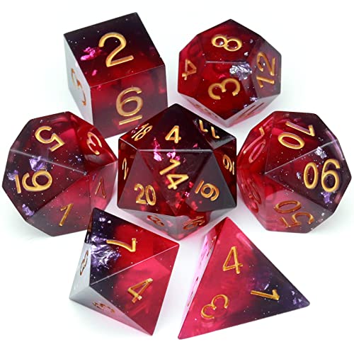 Haxtec Sharp Edge DND Würfel Set Lila Red Harz Würfel Silberflocken D&D Würfel für RPG Rollenspiel Spiele Dungeons und Drachen Geschenk War Series Haxtec Sharp Edge DND Würfel Set Lila Red Harz Würfel Silberflocken D&D Würfel für RPG Rollenspiel Spiele Dungeons und Drachen Geschenk War Series von Haxtec