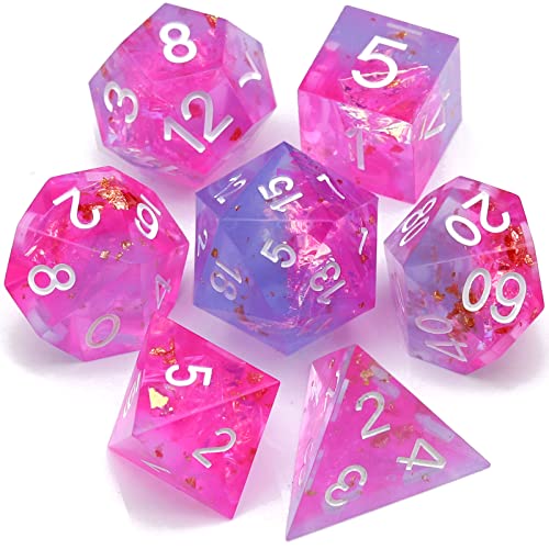 Haxtec Sharp Edge DND Würfel Set Rosa Lila Blau Harz Würfel Iridence Inklusion mit Würfel Fall D&D Würfel für RPG Rollenspiel Spiele Dungeons und Drachen Geschenk Haxtec Sharp Edge DND Würfel Set Rosa Lila Blau Harz Würfel Iridence Inklusion mit Würfel Fall D&D Würfel für RPG Rollenspiel Spiele Dungeons und Drachen Geschenk von Haxtec