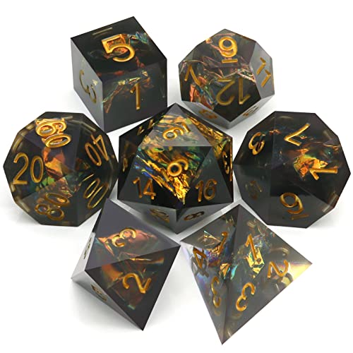 Haxtec Sharp Edge Würfel Set DND Würfel Schwarz Harz Würfel Iridence Mylar Galaxy D&D Würfel für RPG Rollenspiel Dungeons und Drachen Geschenk Haxtec Sharp Edge Würfel Set DND Würfel Schwarz Harz Würfel Iridence Mylar Galaxy D&D Würfel für RPG Rollenspiel Dungeons und Drachen Geschenk von Haxtec