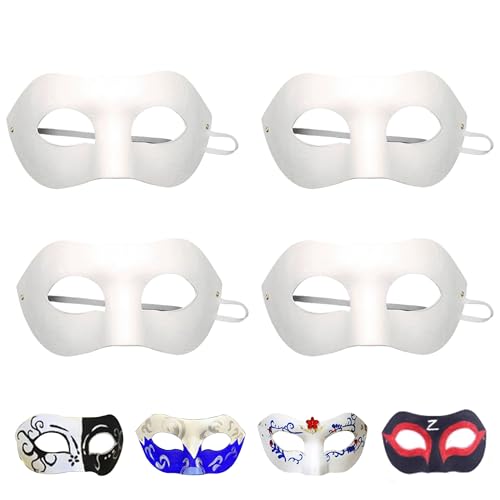 Hayaww 4 Stück DIY weiße Papiermasken Zorro Blanko-Maske Papiermasken zum Bemalen handbemalte Maske Unbemalte DIY Papier Cosplay für Halloween Party (A) von Hayaww