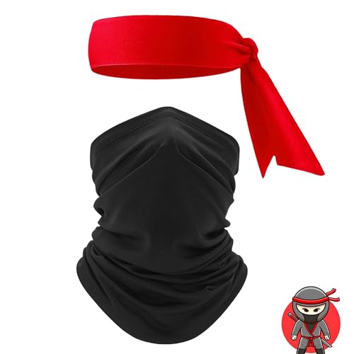 Hayaww Ninjas Party Stirnband,Ninja Kopfband, Ninja Kapuze,Samurai Kopfmaske,Ninja Party Zubehör,Ninja Stirnband,Ninja Kostüm,Jungen Ninja Cosplay Set,für Karate,Geburtstagsparty,Rollenspiel (G) von Hayaww