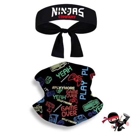 Hayaww Ninjas Party Stirnband,Ninja Kopfband, Ninja Kapuze,Samurai Kopfmaske,Ninja Party Zubehör,Ninja Stirnband,Ninja Kostüm,Jungen Ninja Cosplay Set,für Karate,Geburtstagsparty,Rollenspiel (H) von Hayaww