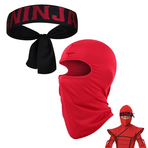 Hayaww Ninjas Party Stirnband,Ninja Kopfband, Ninja Kapuze,Samurai Kopfmaske,Ninja Party Zubehör,Ninja Stirnband,Ninja Kostüm,Jungen Ninja Cosplay Set,für Karate,Geburtstagsparty,Rollenspiel (D) von Hayaww