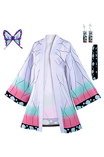 Haydory Kochou Shinobu/Agatsuma Zenitsu/Rengoku Kyoujurou Umhang Cosplay Kostüm Kimono Umhang Robe Halloween Anzug Erwachsene, Kochou Shinobu, XXL von Haydory