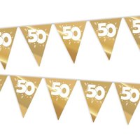 Wimpelkette, gold Zahl "50", für Goldhochzeit/50. Geburtstag, 10m Wimpelkette, gold Zahl "50", für Goldhochzeit/50. Geburtstag, 10m von Haza Groep B.V.