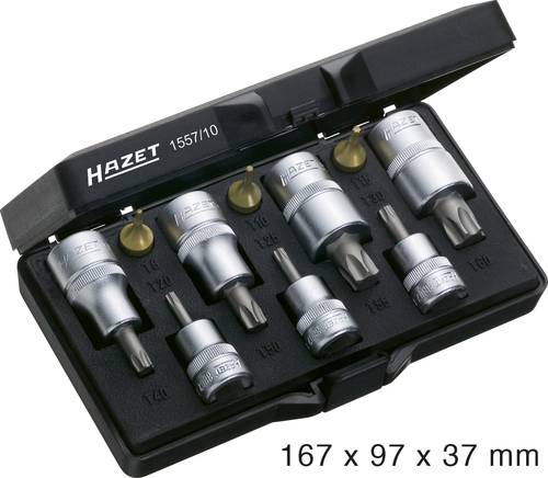 Hazet Steckschlüssel-Bit-Einsatz-Set 1/4  (6.3 mm), 1/2  (12.5 mm), 3/8  (10 mm) 10teilig 1557/ von Hazet