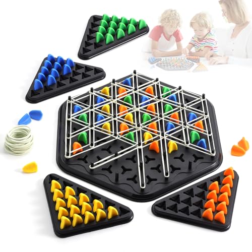 Hbaid Triggle Spiel mit Gummibänder, Kettendreieck Schachspiel, Brettspiele Dreieck, Ketten Dreieck Spiel, Triggle Board Game, Dreiecksschach-Brettspiel für 2-4 Personen Hbaid Triggle Spiel mit Gummibänder, Kettendreieck Schachspiel, Brettspiele Dreieck, Ketten Dreieck Spiel, Triggle Board Game, Dreiecksschach-Brettspiel für 2-4 Personen von Hbaid
