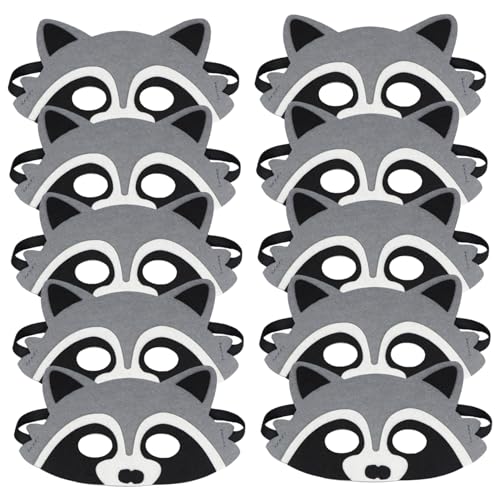 10pcs Raccoon-Maske, 8x4 Halbgesicht Tiermasken für Kinder, nicht gewebte Tiermaske mit elastischem Stirnband, Waschbär für Party, Dress-up, Halloween, Geschenke für Kinder. von Hbbgdiy