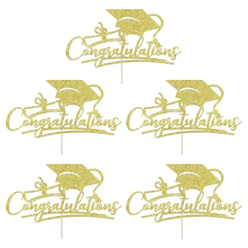 Abschlusskuchentopper, 5pcs Cake Decorations Graduation Golden Cupcake Toppers für High School, College Decorations Party Supplies. Abschlusskuchentopper, 5pcs Cake Decorations Graduation Golden Cupcake Toppers für High School, College Decorations Party Supplies. von Hbbgdiy