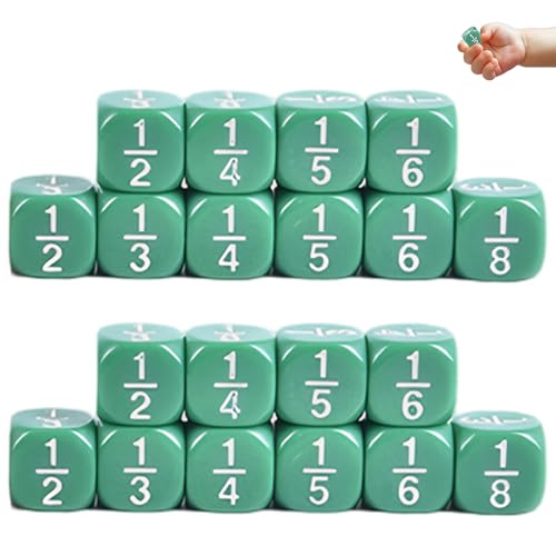 Hbbgdiy Fraktion Würfel 20pcs Multi Facettenmathematikwürfel Bildungsklasse Set Table Game Accessoires für Kinder Mathematikpraxis, Grün von Hbbgdiy