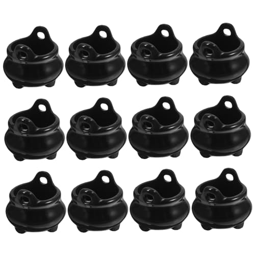 Halloween Mini Cauldrons 12pcs 0, 8 x 0, 7 Zoll Plastik Kessel Schwarze Hexen Kessel Hanging Pot mit Loch für Halloween Dollhouse Miniaturen, Partybevorzugungen. von Hbbgdiy