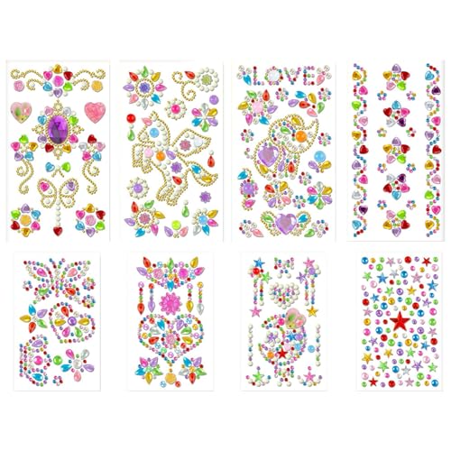 Hbbgdiy 8 Blechaufkleber für Mädchen, glänzende und Selbstklebende Acryl -Strass -Aufkleber, perfekt für DIY, Kunsthandwerk Hbbgdiy 8 Blechaufkleber für Mädchen, glänzende und Selbstklebende Acryl -Strass -Aufkleber, perfekt für DIY, Kunsthandwerk von Hbbgdiy