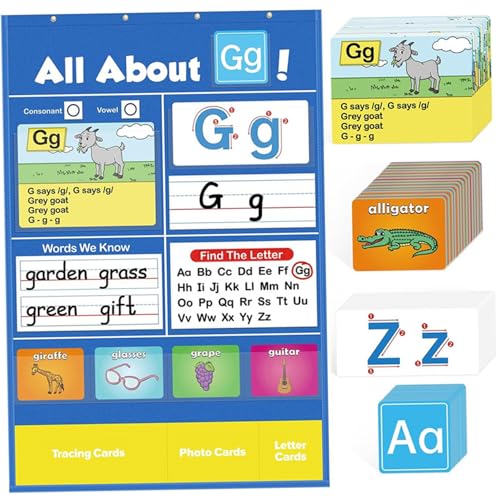 Hbbgdiy Alphabet -Lernentasche, kreativer Alphabet -Taschendiagramm, Briefe -Erkennungstool, Interactive Aid 1 Set für Homeschool, Vorschule, Kindergarten von Hbbgdiy