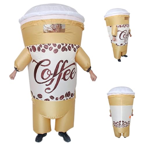 Hbbgdiy Aufblasbares Kostüm für Erwachsene, Food Cosplay -Kostüm -Outfits kreativer Ganzkörper Kaffeetasse für Cosplay -Party Halloween von Hbbgdiy