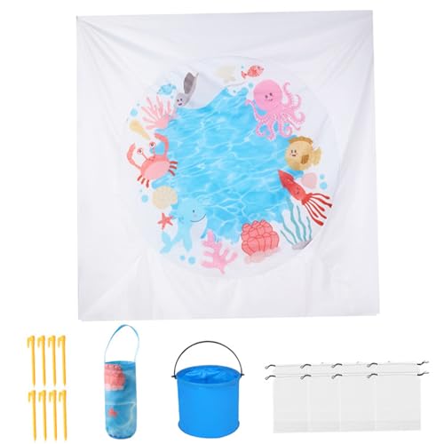 Hbbgdiy Baby Beach Pool, 6.6x6.6ft wasserdicht und Faltbarer Kinderbad mit Eimer- und Kordelbeutel, Cartoon Beach Decke für Kinderkinder Jungen Mädchen Hbbgdiy Baby Beach Pool, 6.6x6.6ft wasserdicht und Faltbarer Kinderbad mit Eimer- und Kordelbeutel, Cartoon Beach Decke für Kinderkinder Jungen Mädchen von Hbbgdiy
