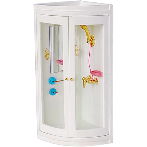 Hbbgdiy Dollhouse Badezimmer, 1/12 Skala weißer Duschbaumecke, 6, 6 x 3, 9 Zoll Plastikpuppenhauszubehör von Hbbgdiy