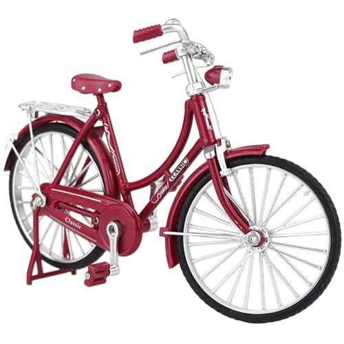 Hbbgdiy Fingerrad, 1: 8 Vintage Metall Toy Bike Bike -Modell mit beweglicher Kopf, rotbar von Hbbgdiy