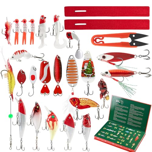 Hbbgdiy Fischerei Adventskalender 2025 Weihnachtsfestkalender 24 Tage Realistische Fischerei Kit Feiertag Überraschung für Männer Teenager Jungen und Fischer Hbbgdiy Fischerei Adventskalender 2025 Weihnachtsfestkalender 24 Tage Realistische Fischerei Kit Feiertag Überraschung für Männer Teenager Jungen und Fischer von Hbbgdiy