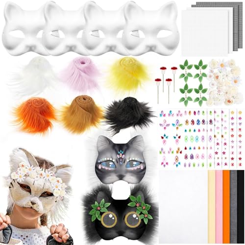 Hbbgdiy Furry Mask Kit, 4PCS -Katzenmaske mit Wollstreifen & Filztuch, dekorative Pflanzen und Aufkleber, Partyversorgungen für DIY, Cosplay Hbbgdiy Furry Mask Kit, 4PCS -Katzenmaske mit Wollstreifen & Filztuch, dekorative Pflanzen und Aufkleber, Partyversorgungen für DIY, Cosplay von Hbbgdiy