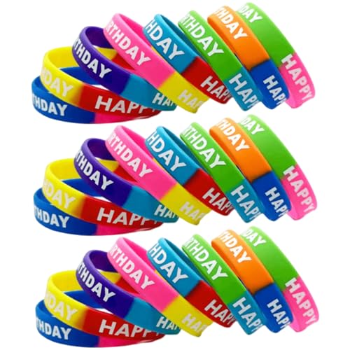Hbbgdiy Geburtstagsarmbänder, 24 Stück, elastische Armbänder für Erwachsene und Kinder, Bunte elastische Gummiarmbänder, universelle Armbänder für Klassenzimmer, Partys, Karneval Hbbgdiy Geburtstagsarmbänder, 24 Stück, elastische Armbänder für Erwachsene und Kinder, Bunte elastische Gummiarmbänder, universelle Armbänder für Klassenzimmer, Partys, Karneval von Hbbgdiy