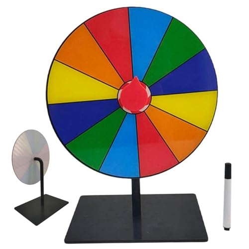 Hbbgdiy Glücksrad, Drehen Sie das Radspiel mit Ständer und Markierung, 8 Zoll und 12 Schlitze für Messen, Karneval, Partys, Supermärkte von Hbbgdiy