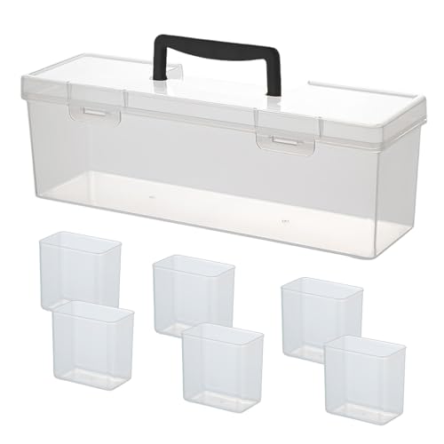 Hbbgdiy Handelskartenspeicherbox, Plastic Clear Baseball Card Organizer mit 6 Fächern, tragbare Speicherboxen für Sammler von Hbbgdiy