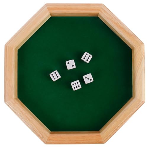 Hbbgdiy Hölzerner Würfel lustiges achteckig geformtes Box Game Heavy Duty Naturholz Würfel Rolling Tablett mit wasserdichtem Boden für den Tischspiel Urlaub von Hbbgdiy