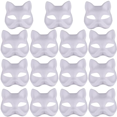 Hbbgdiy Katzenmaske 15pcs Halbfuchsmaske weiße Therian DIY Lackierbare leere Maskerade -Masken mit elastischen Bandtiergesicht für Holloween, Maskerade -Party, Cosplay. Hbbgdiy Katzenmaske 15pcs Halbfuchsmaske weiße Therian DIY Lackierbare leere Maskerade -Masken mit elastischen Bandtiergesicht für Holloween, Maskerade -Party, Cosplay. von Hbbgdiy