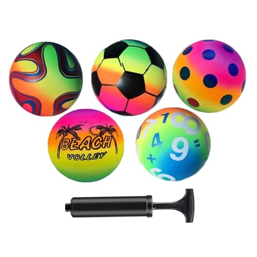 Hbbgdiy Kickball -Set, 5pcs 8, 7 -Zoll -Sportbälle für Kinder mit Pumpe, aufblasbarer Regenbogenball für den Outdoor Hbbgdiy Kickball -Set, 5pcs 8, 7 -Zoll -Sportbälle für Kinder mit Pumpe, aufblasbarer Regenbogenball für den Outdoor von Hbbgdiy