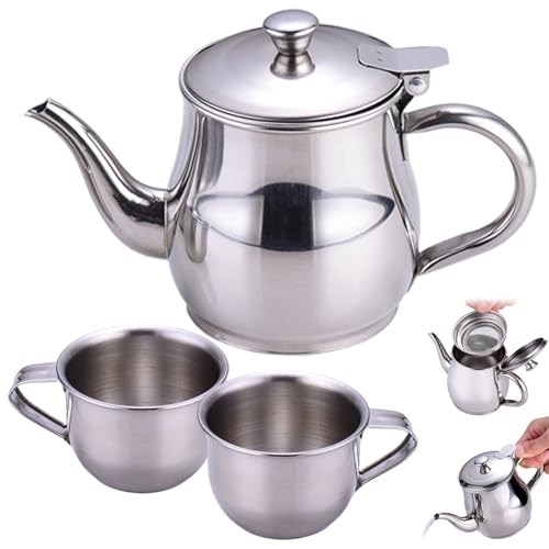 Hbbgdiy Kids Tea Set mit tragbarem 330 -ml -Edelstahl -Teekanne Langer Ausgaber- und Filterbildschirm Plus 2 kleine 70 ml Tassen für das Spielen von Tea -Party und Kindergeschenke Hbbgdiy Kids Tea Set mit tragbarem 330 -ml -Edelstahl -Teekanne Langer Ausgaber- und Filterbildschirm Plus 2 kleine 70 ml Tassen für das Spielen von Tea -Party und Kindergeschenke von Hbbgdiy