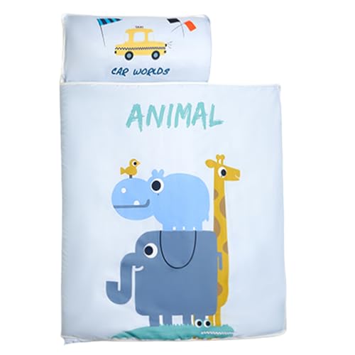 Hbbgdiy Kinder Schlafsack süßes Tiermuster Kinderschlafsbeutel mit abnehmbarem Kissen Falten leicht zu reinigen für Camping, Innengebrauch und Reisen, blau, blau von Hbbgdiy