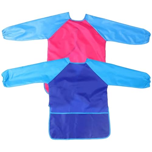 Hbbgdiy Kindermalereien Schürze 2 PCS Runder Ausschnitt Wasserdichtes Kleinkindfarben von Hbbgdiy
