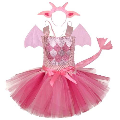 Hbbgdiy Kleinkind Dinosaurierkostüm, niedliche weiche Bowknot Tulle Kleinkind Halloween Kostüm Girl mit Ohrstirnband & Schwanz & Flügel für Cosplay -Fotoshootte Party Performance, Medium Hbbgdiy Kleinkind Dinosaurierkostüm, niedliche weiche Bowknot Tulle Kleinkind Halloween Kostüm Girl mit Ohrstirnband & Schwanz & Flügel für Cosplay -Fotoshootte Party Performance, Medium von Hbbgdiy