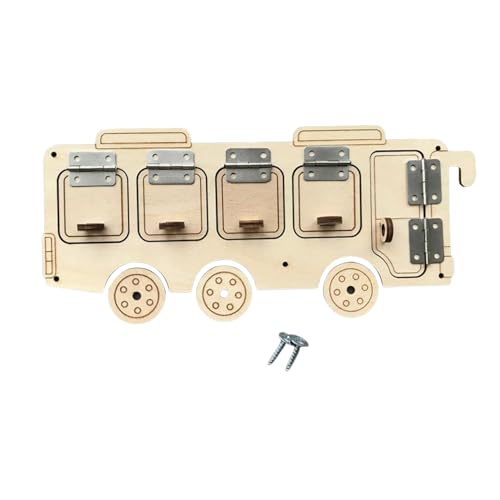 Hbbgdiy Kleinkinder-Beschäftigter Board 10x5-Zoll-Bus-förmiges Holzbesetzte mit Scharnier Educational & Fine Motor Sensory Toy für Kinder von Hbbgdiy