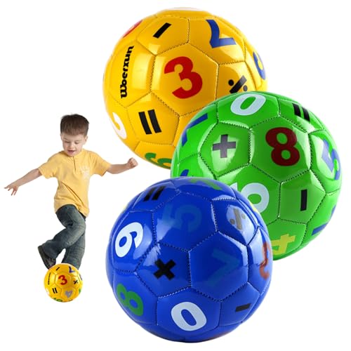 Hbbgdiy Kleinkindfußball, 3pcs 6 Zoll Größe 2 Fußball, Zahlenlernen PVC -Fußball mit versiegeltem Luftdüse für Innengarten im Freien im Freien. von Hbbgdiy