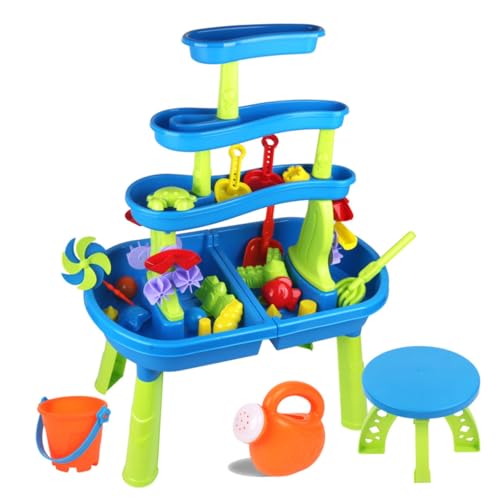 Hbbgdiy Kleinkindwasserspiegel, 46pcs/Set 3 Schichten Wasser- und Sandtisch mit Formen, Werkzeugen und Stuhl, interaktiver Eltern-Kind-Entwicklungssensory-Spielzeug für Outdoor Beach Hbbgdiy Kleinkindwasserspiegel, 46pcs/Set 3 Schichten Wasser- und Sandtisch mit Formen, Werkzeugen und Stuhl, interaktiver Eltern-Kind-Entwicklungssensory-Spielzeug für Outdoor Beach von Hbbgdiy