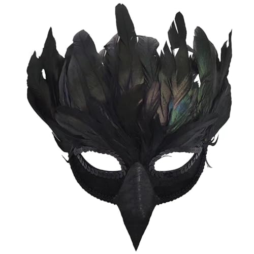 Hbbgdiy Krähenmaske 6, 3 x 11, 8 Zoll Halbgesichtsmaske mit Federn, Vogelmaske, realistisches Raben-Cosplay-Zubehör für Halloween, Karnevalsparty Hbbgdiy Krähenmaske 6, 3 x 11, 8 Zoll Halbgesichtsmaske mit Federn, Vogelmaske, realistisches Raben-Cosplay-Zubehör für Halloween, Karnevalsparty von Hbbgdiy