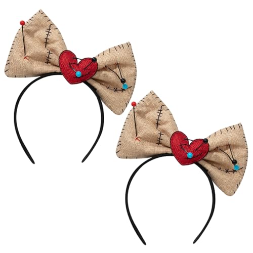 Hbbgdiy Lustige Stirnbänder, 2pcs gebrochenes Herz Halloween Stirnband mit Stiften und Bogenkopf Hoop böse Puppenhaarband für Frauen von Hbbgdiy