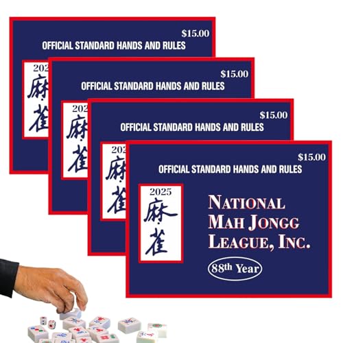 Hbbgdiy Mahjong -Karten 2025, 4PCS Tragbare Standardregeln und Hände 2025 Mahjong -Kartenbeamter für Anfänger von Hbbgdiy